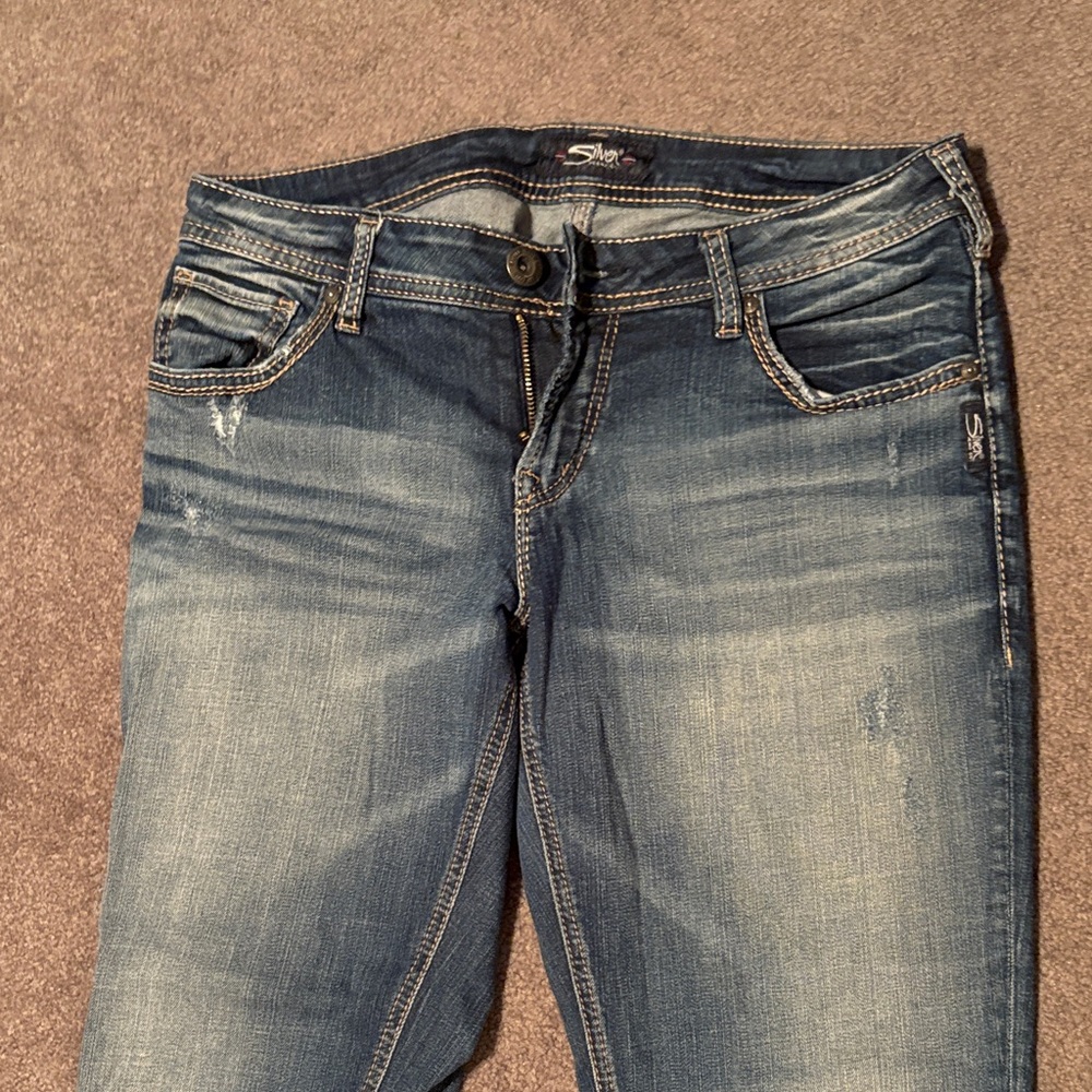 Silver Jeans Women's Distressed Blue Skinny Jeans